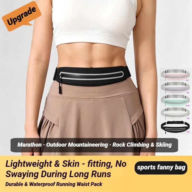 Slim Adjustable Sweat Resistant Running Waist Belt Fanny Pack, Lightweight Workout Exercise Phone Holder Pocket for Men Women