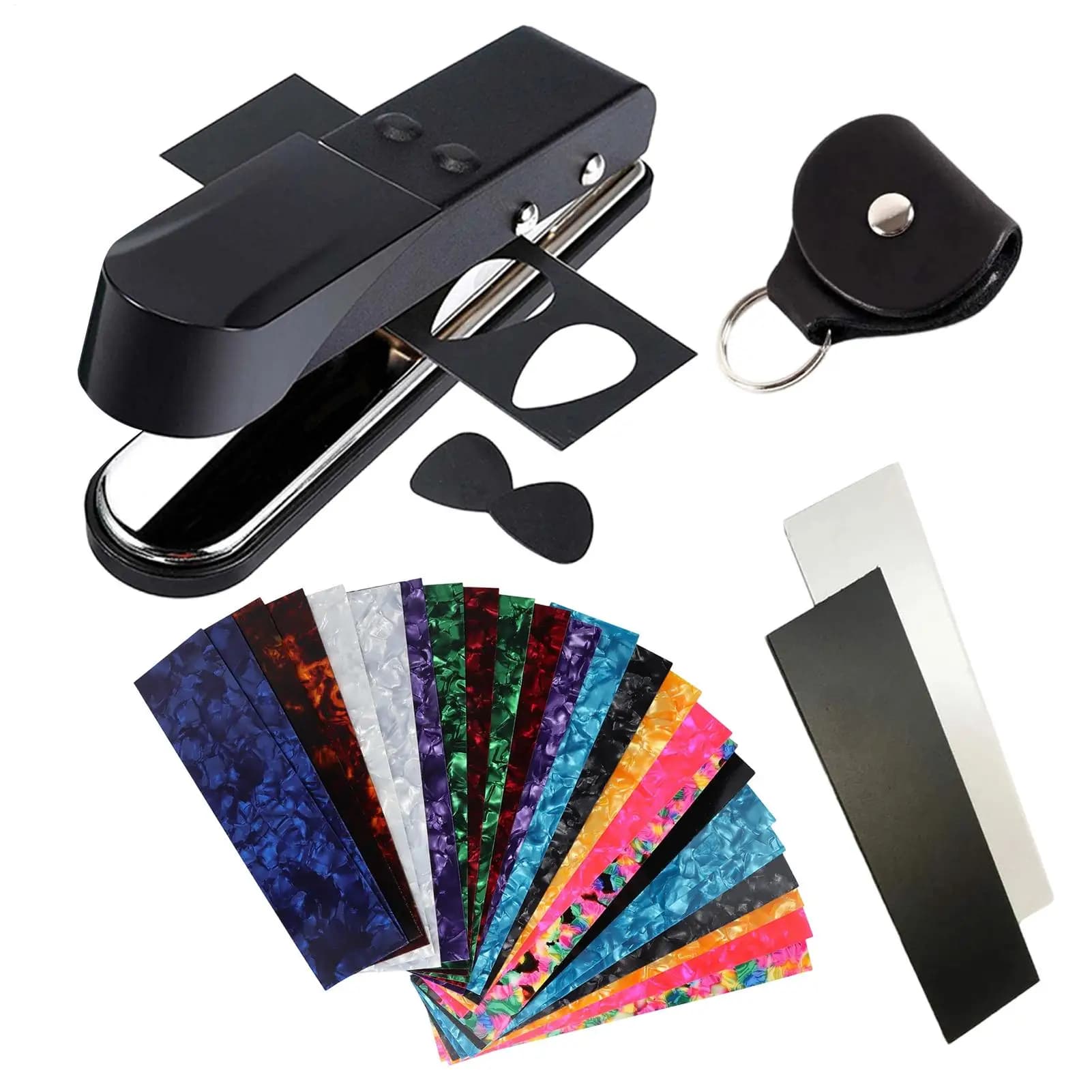 DIY Guitar Pick Punch Kit Heavy-Duty Tool With 25 Strips And Holder Guitar Pick Making Kit For Players Enthusiasts Beginners