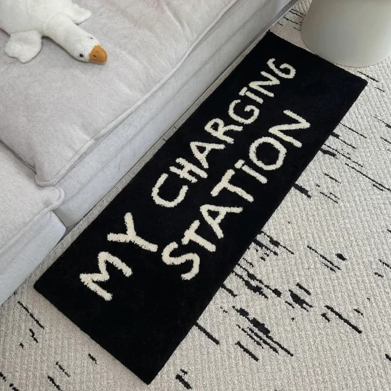 VIKAMA Rectangular Letter Printed Running Blanket Anti Slip Washable Floor Mat Bedroom Bathroom Floor Mat Home Decoration