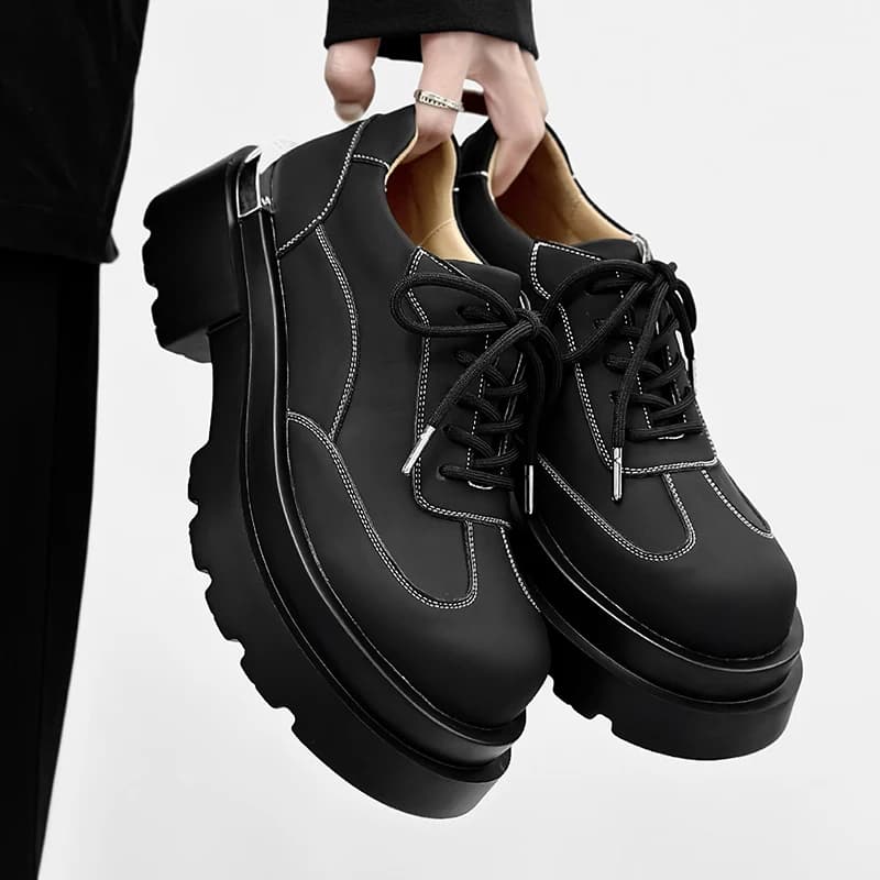 moda uomo punk rock scarpe con plateau scarpe oxford stringate scarpe nere eleganti sneakers in vera pelle calzature giovanili da strada