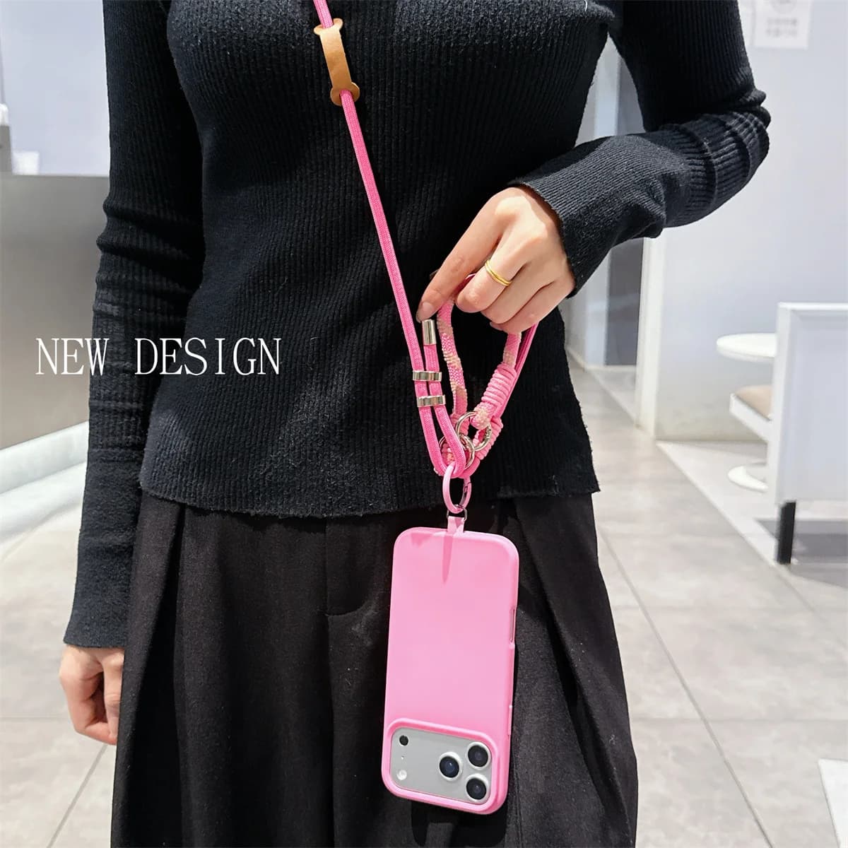 Shock-resistant phone case for iPhone 17 Pro Max 16 15 Plus 14 13 12 with shoulder strap soft protective case for wrist rope