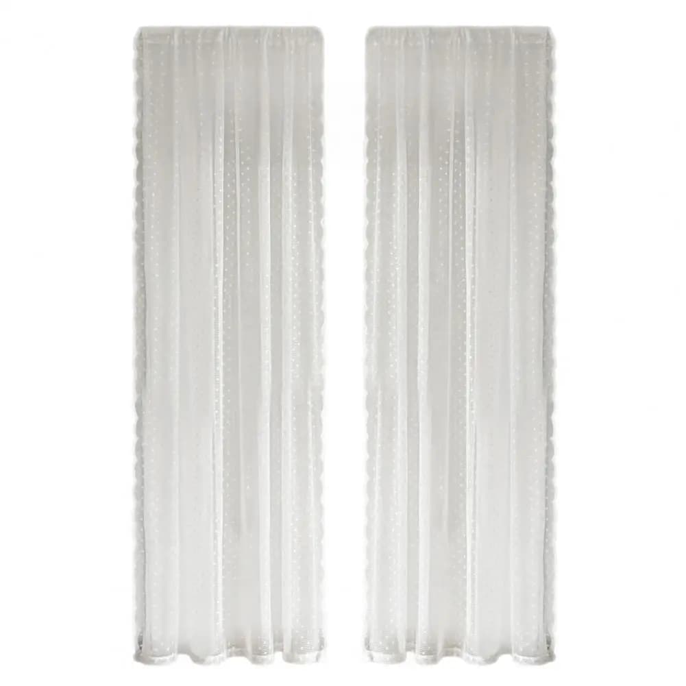 Dustproof Curtains Wavy Lace Curtain Panel Long Privacy Protection Mesh Curtain Fine Weave Room Divider for Room Hotel
