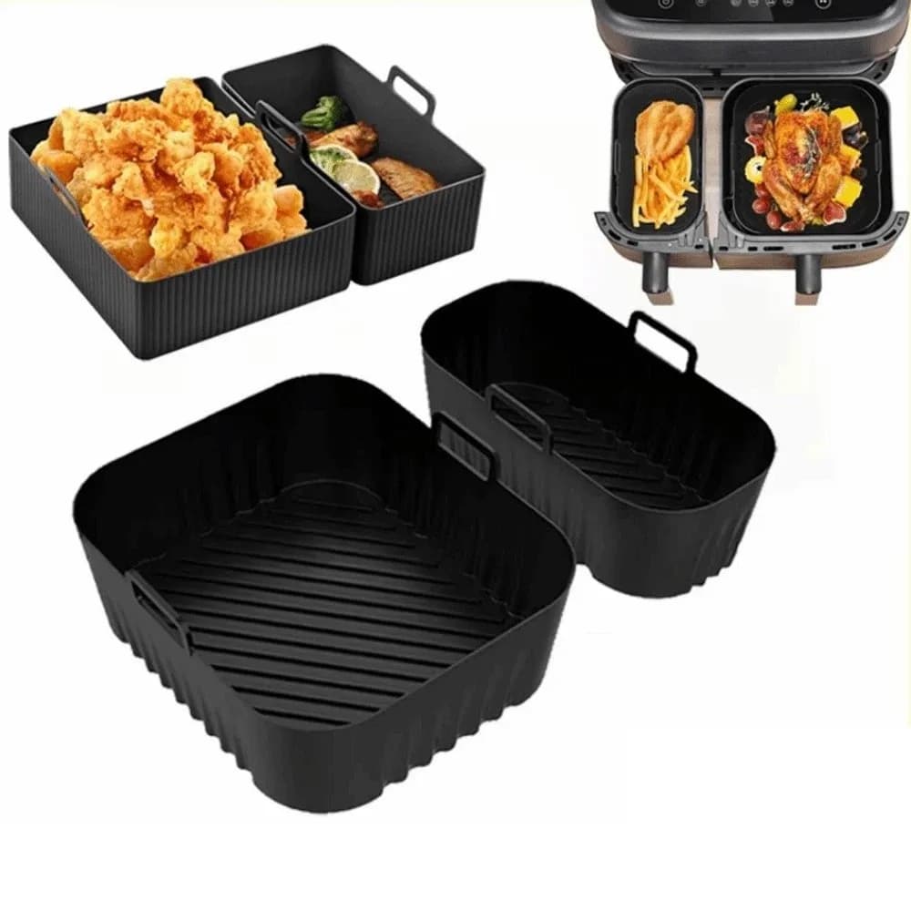 6L/3L Air Fryer Liner Non-Stick Reusable Air Fryer Basket Dual Basket Use Silicone Mold Dual Basket Baking Tray Baking Liners