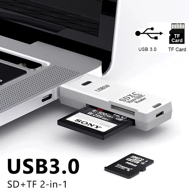 Lettore di schede TF / SD due in uno USB 3.0 Adattatore per schede micro SD di memoria USB 2.0 Convertitore per lettore di schede intelligente per PC Accessori per laptop