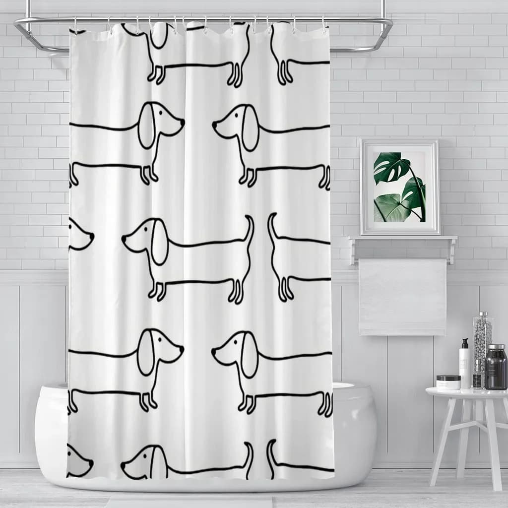 Bassotto Nero Bianco Bagno Tende da doccia Cane Tenda divisoria impermeabile Progettato Accessori per la casa