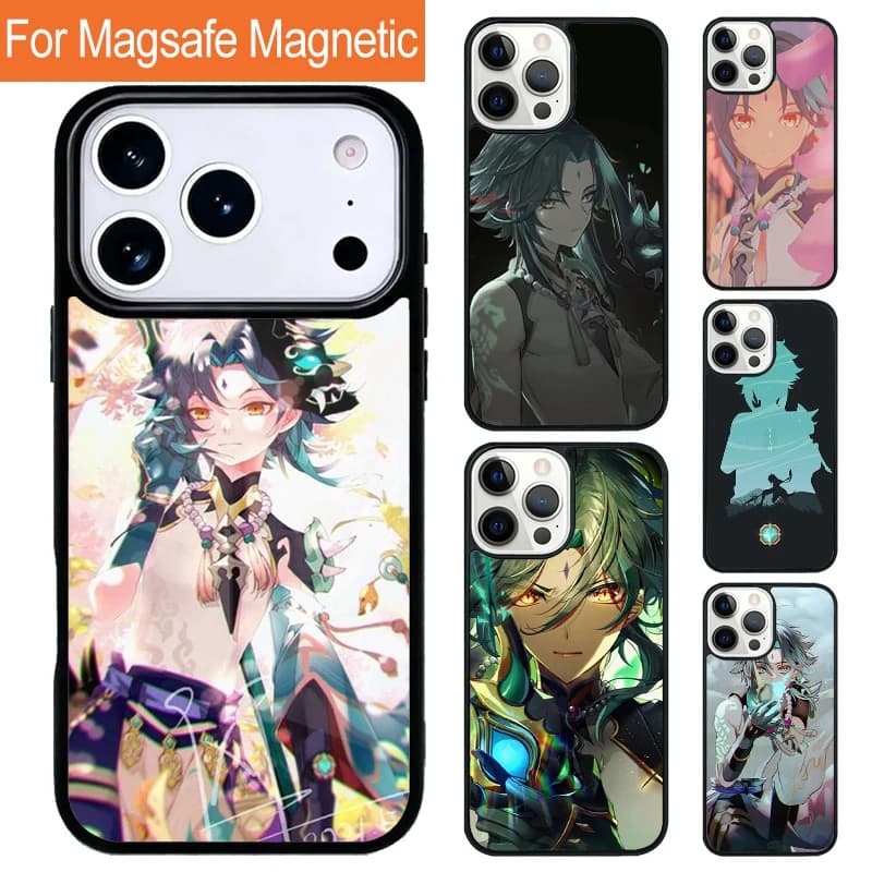 Custodia magnetica morbida wireless Xiao Genshin Impact per iPhone 17 Pro 16 15 13 12 11 Pro Max Air 14 Plus con cover MagSafe