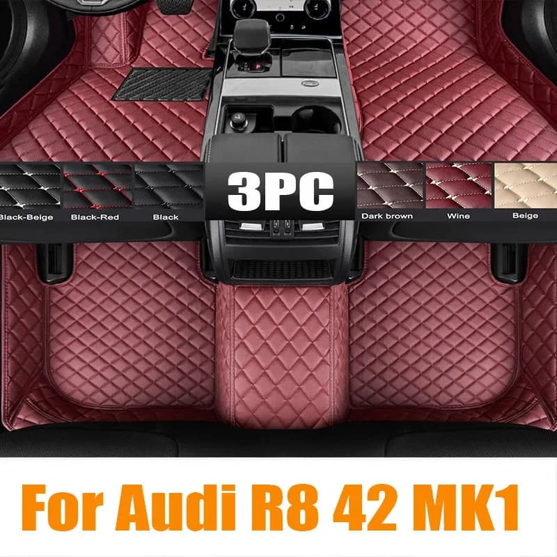 Tappetini per auto per Audi R8 42 MK1 2006 ~ 2015 Tappetino per auto Tappeto in pelle di lusso Anti Dirt Pad Set Interni auto rivestimento automobilistico 0601