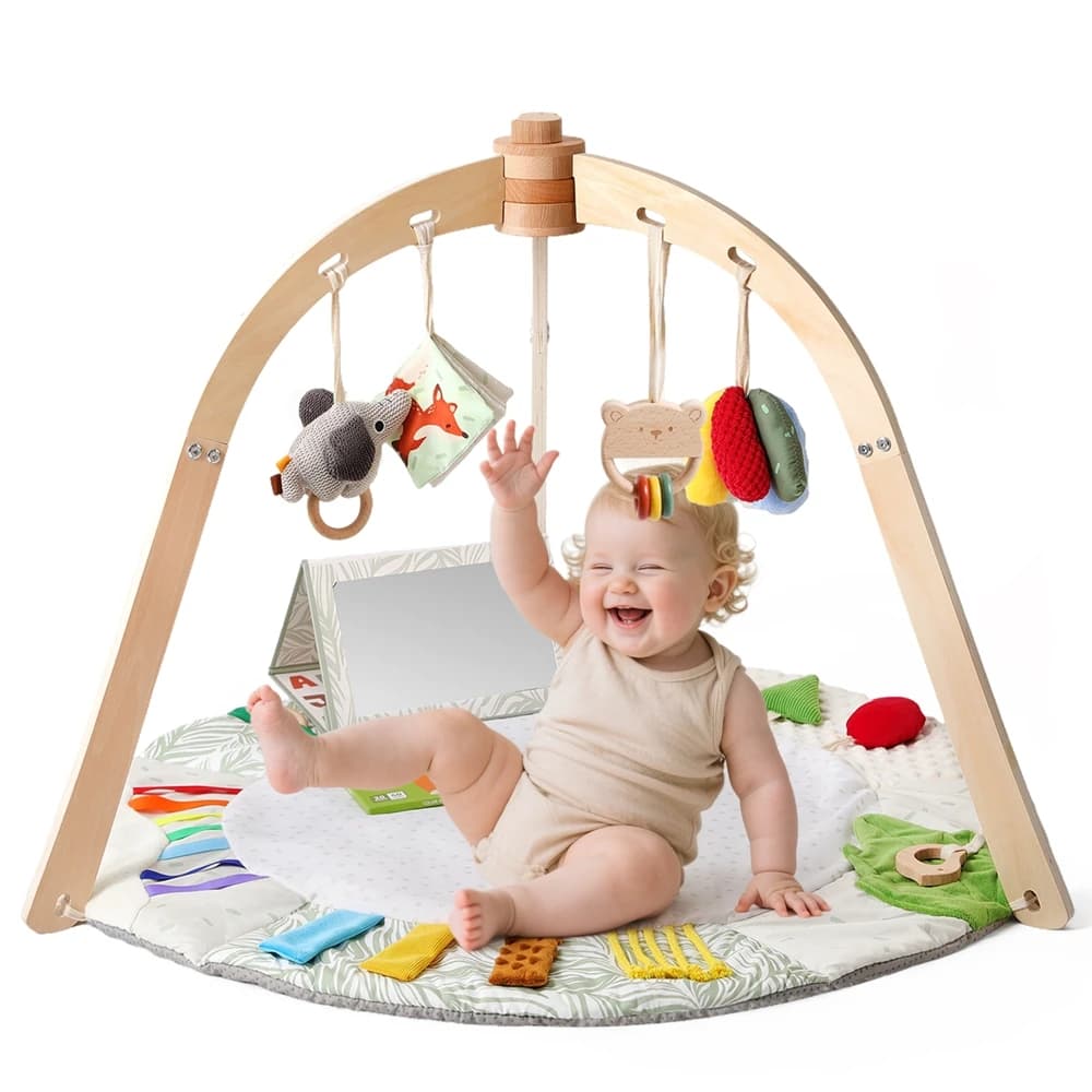 1Set Gioco Palestra Telaio Attività per bambini Cornici fitness in legno Gioca a palestra Mobile Accessori per bambini Sonaglio Giocattolo Decorazione della stanza del bambino Neonato