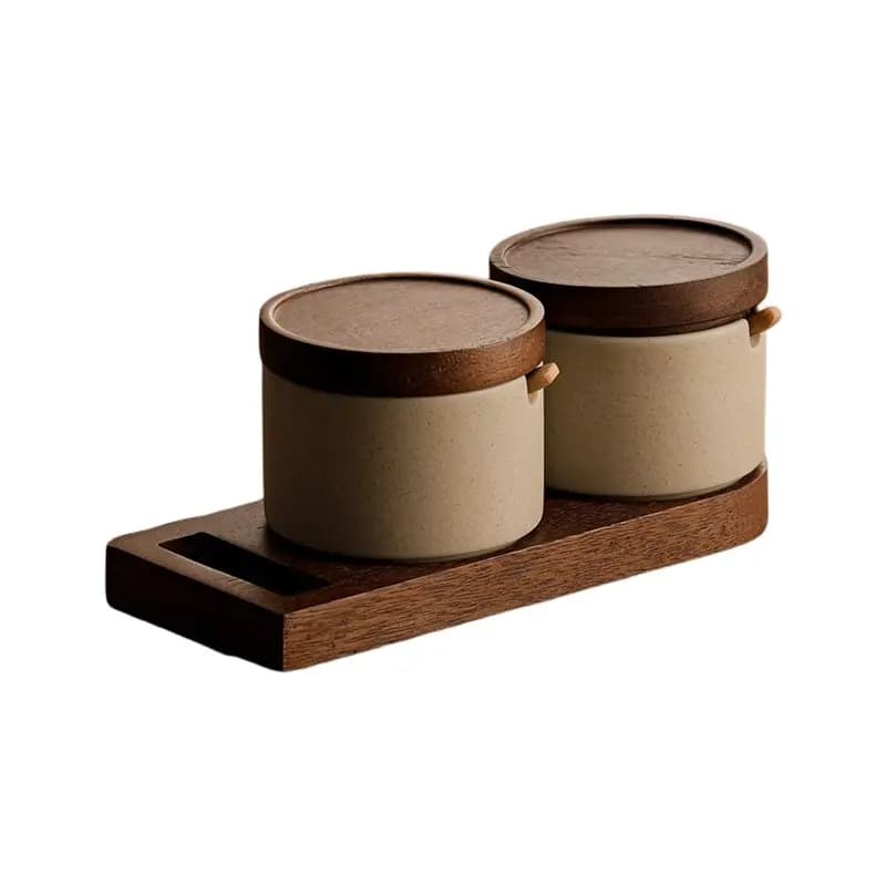 ABAH-Kitchen Clay - Set di barattoli per spezie in stile giapponese, ideali per conservare sale, pepe e peperoncino in polvere