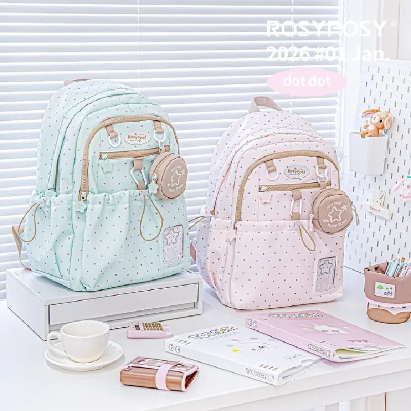 New ROSYPOSY Dot Backpack Large Capacity Slim Lightweight Niche High Grade Daily Commute School Travel Bag For Students