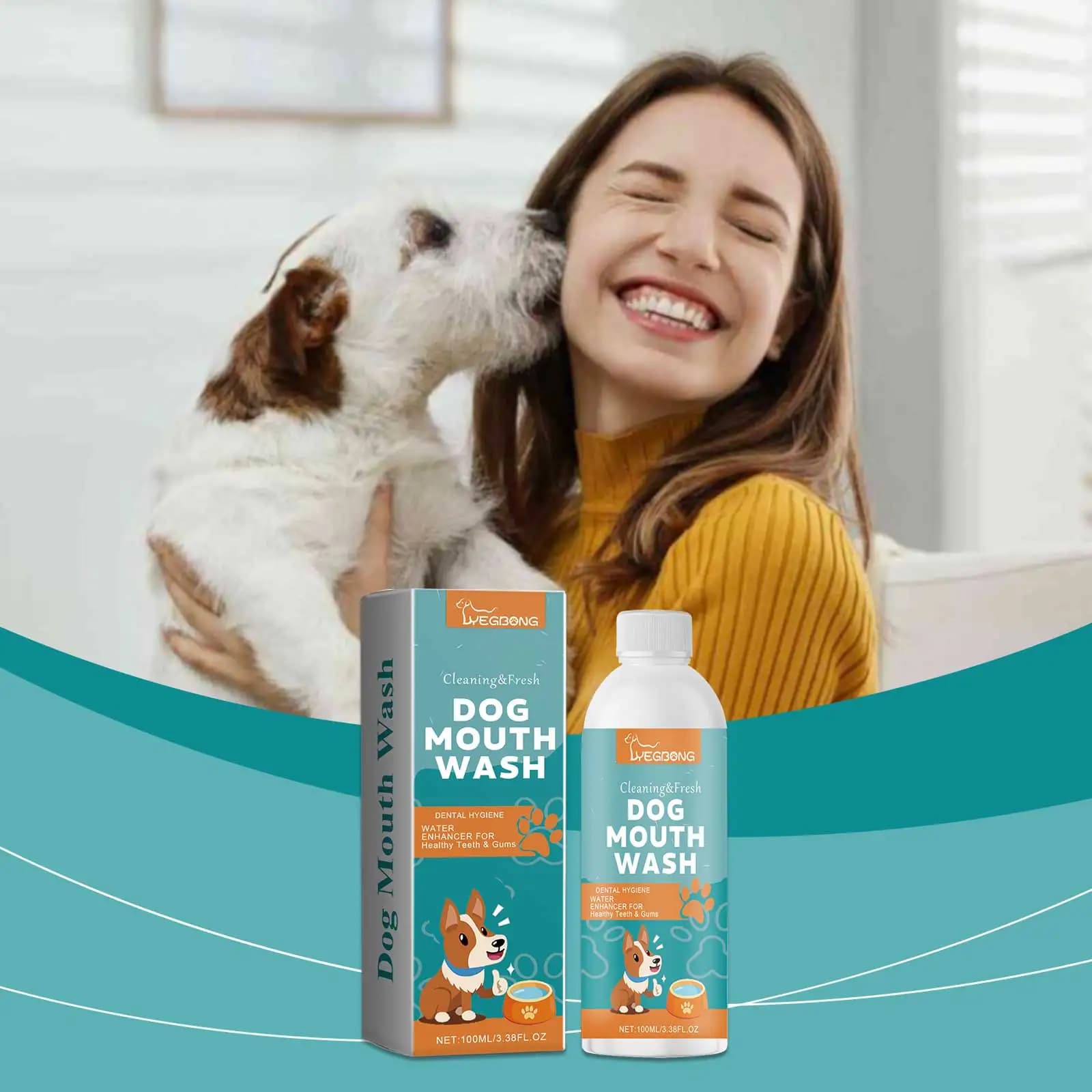 Additivo per l'alito del cane 100ml Detergente per denti di cane Lavaggio efficace Detergente per denti di cane Lavaggio naturale per la pulizia dei denti Deodorante per