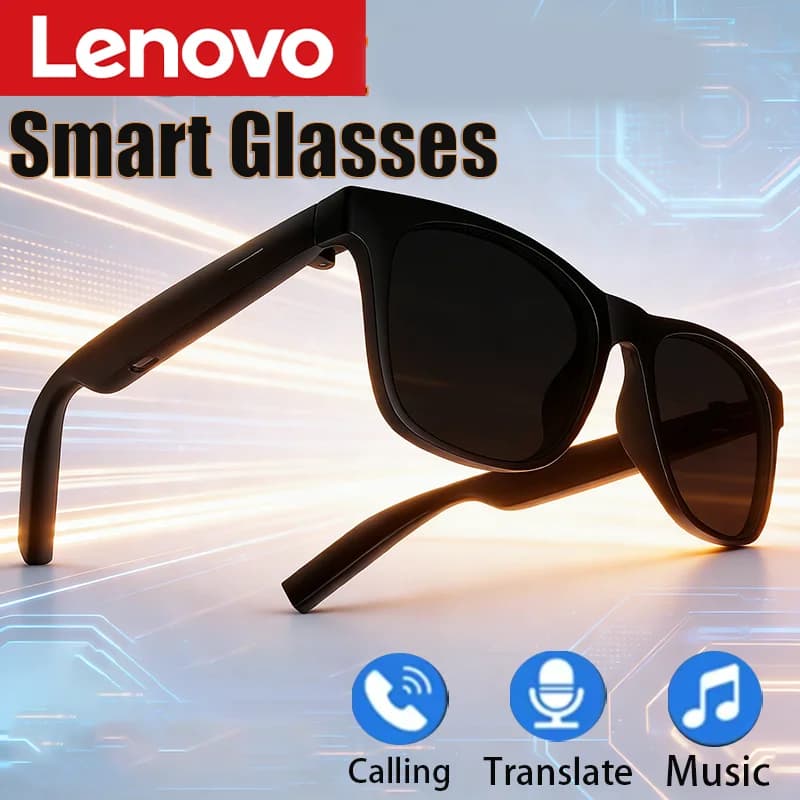 Lenovo Smart Glasses Remote Control Touch Photo Camera Translator Voice Assistant Adults Sunglasses Wireless Bluetooth Glasses