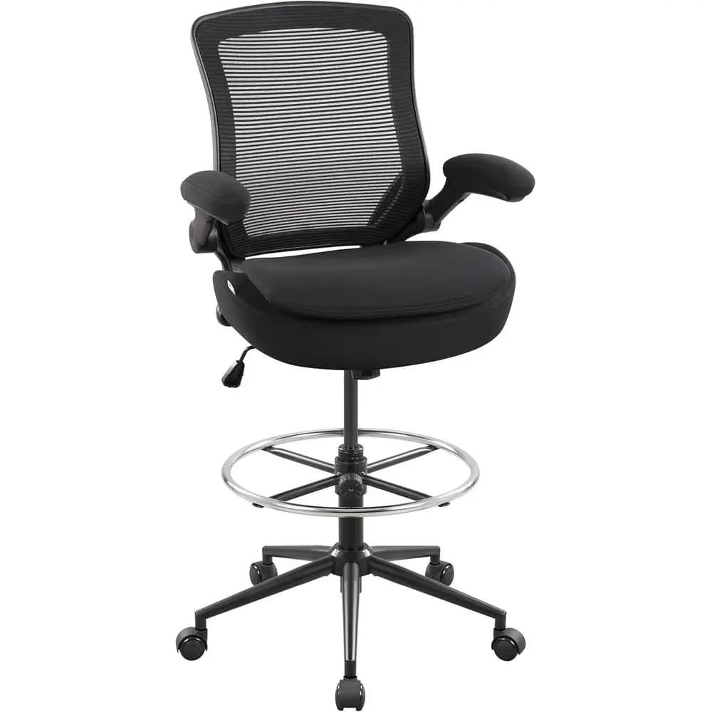 Drating Chair Tall Oice Chair, Ergonomic Standing Desk Computer Stools with, lip-up Armrests, Adjustable Height and -Ring, Comor