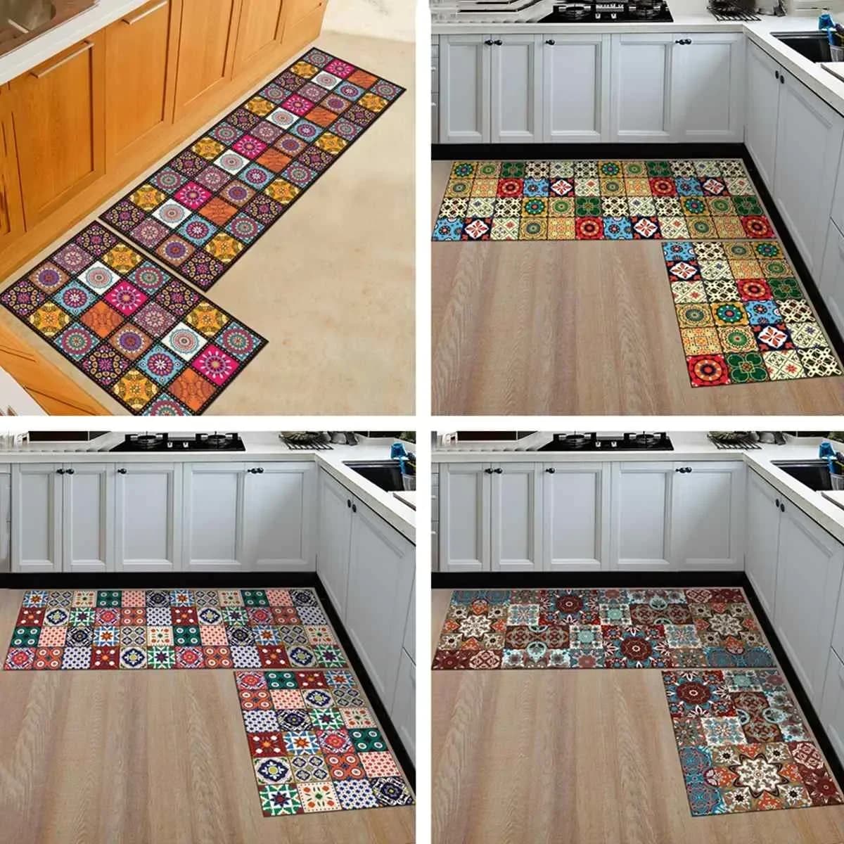 40x60 + 40x120 cm Bohemia Tappetino da cucina Lavabile antiscivolo Tappeti moderni Soggiorno Balcone Bagno Tappeto Set Zerbino Tappetino da bagno