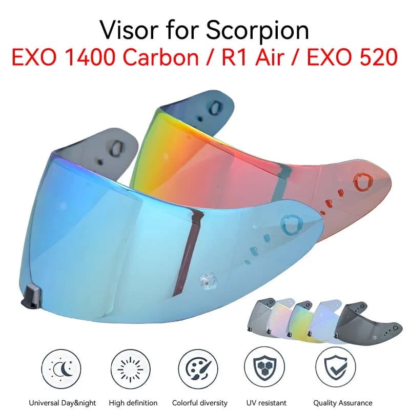 Visiera per caschi per Scorpion Exo 1400 Carbon, R1 e EXO 520 Visiera per casco moto Placcatura Lente di protezione UV Visiera