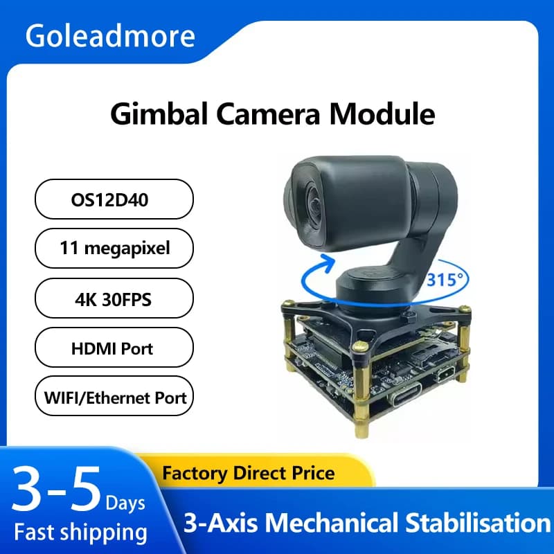 Modulo telecamera PTZ con giunto cardanico a 3 assi da 11MP 1/2.49 "CMOS Robot Vision Camera 4K 60FPS Mini WIFI Webcam Board UAV Drone Modulo telecamera