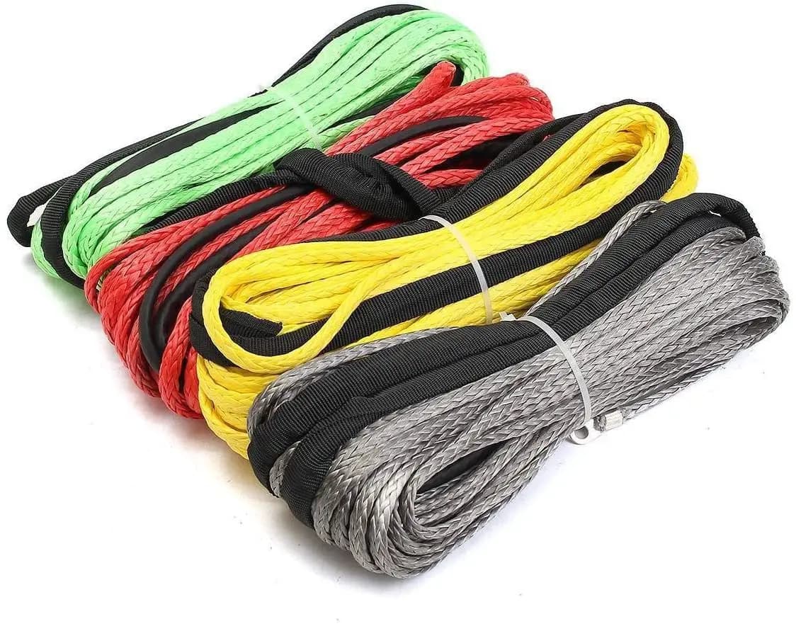 1X Durevole 15M 5mm 10000LBS Cavo di recupero della linea di fune per verricello sintetico per 4WD ATV SUV Camion Barca Verricello Corda da traino