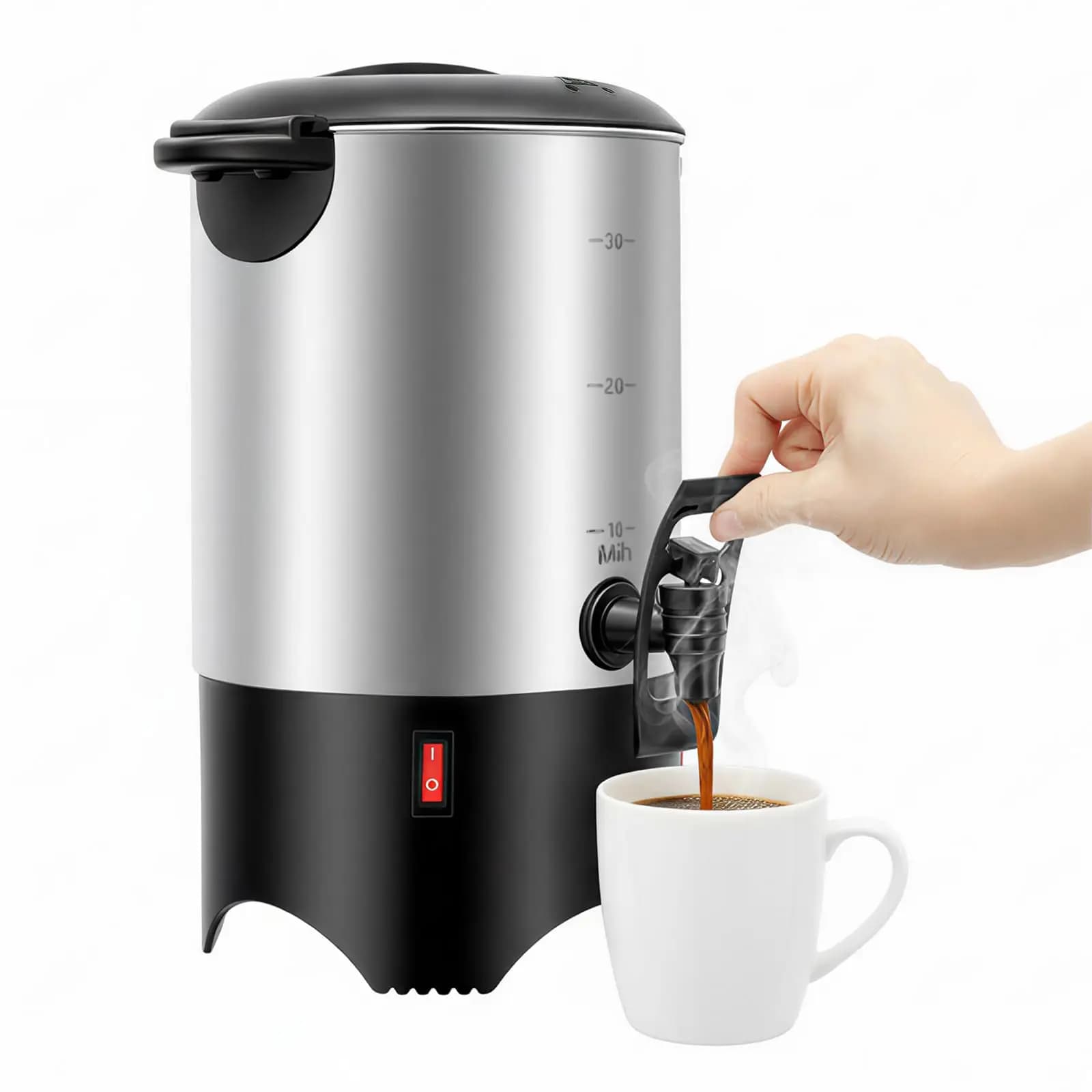 1000w Stainless Steel Coffee Urn Machine Commercial Coffee Percolator 30 Cup Large Capacity Urn Office Coffee Maker