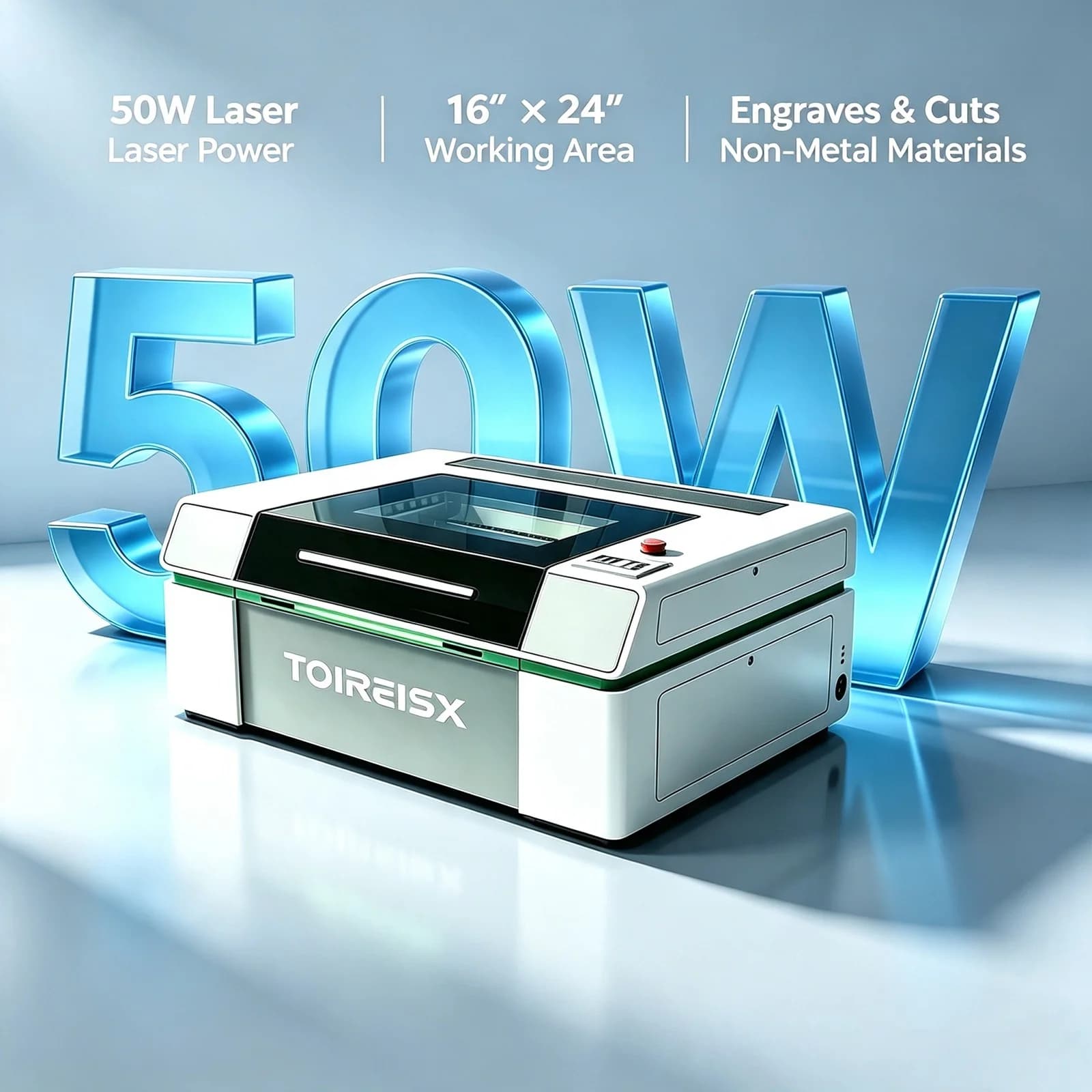 TOIREISX Laser Engraver Machine with Dsp Control CNC Woodworking Tools CO2 Laser Cutting Machine Laser Engraver DIY Cutting Machine 700 mm/s for Engravable Wood Lacquered Metal