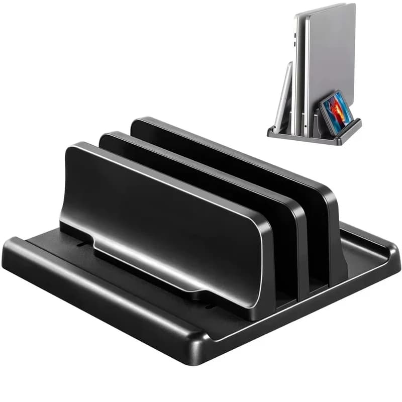 4 in 1 Vertical Laptop Stand Adjustable Width Space Saving Desktop Notebook Holder – Universal Vertical Dock for MacBook Surface
