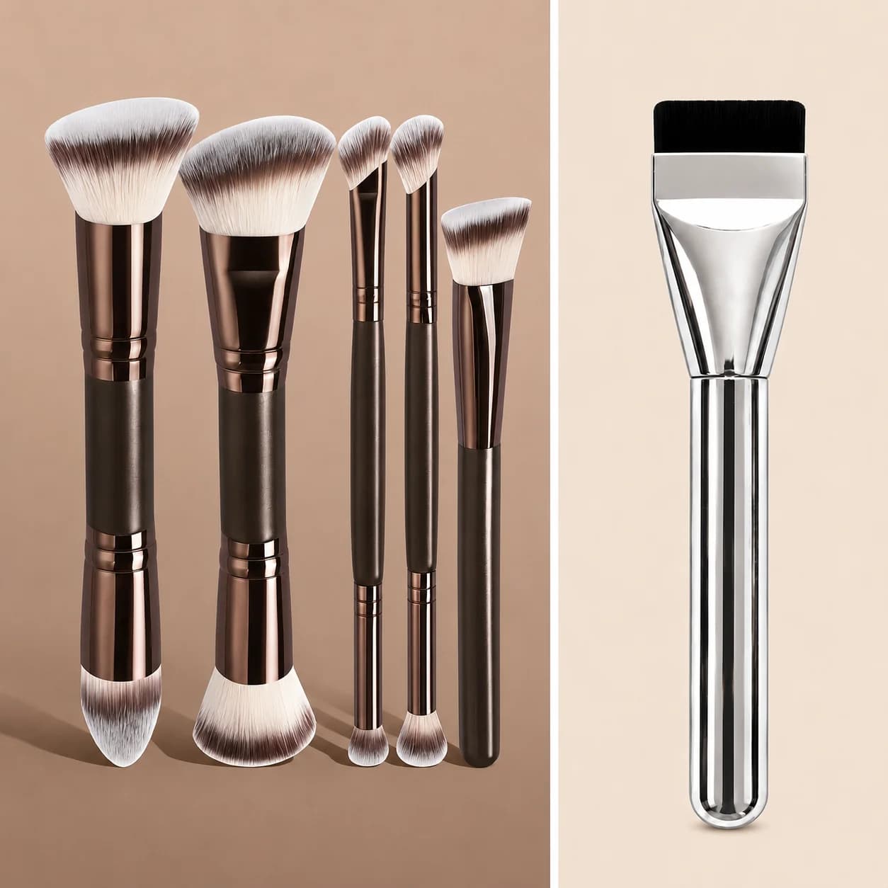 5/6-Piece Giant Soft Makeup Brush Set, Synthetic Bristles, Non-Irritating, Includes Powder Brush, Blush Brush, Eyeshadow Brush a