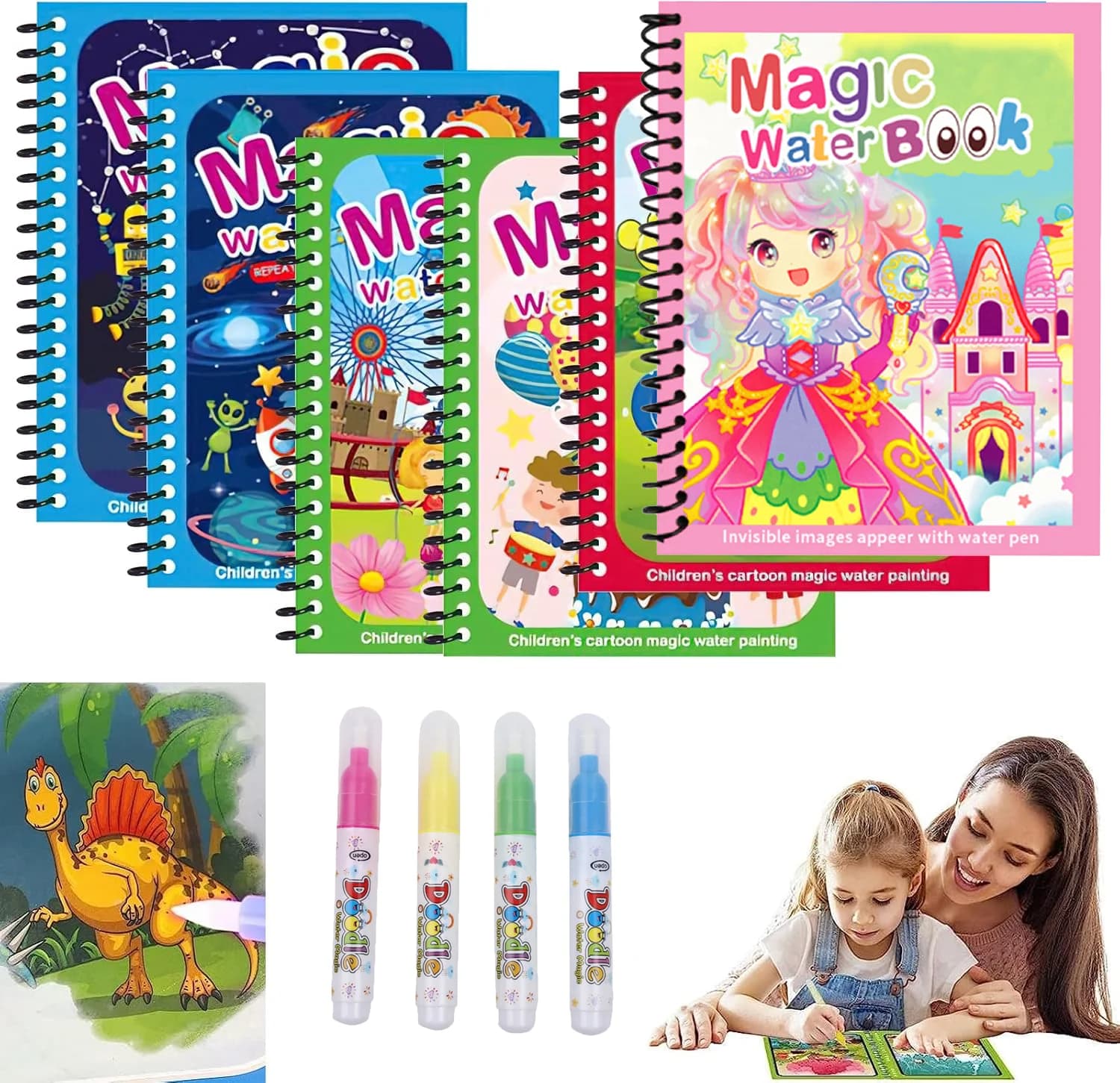 Libro Magico per Dipingere con Acqua e Penna Ricaricabile, Libro Sensoriale per Educazione Precoce, Giocattoli per Disegno e Puzzle
