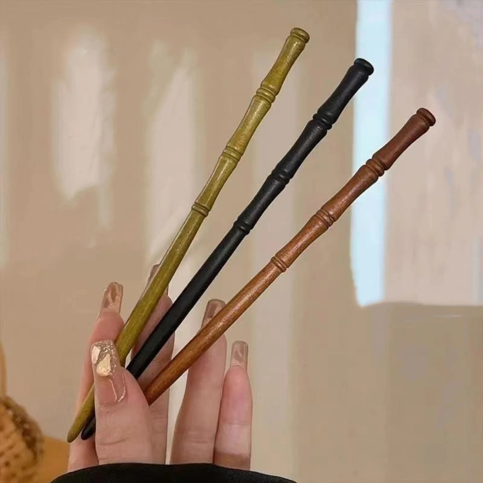 Bastoncini per Capelli in Stile Vintage Cinese, Accessori per Acconciature Semplici in Legno, per DIY e Styling dei Capelli