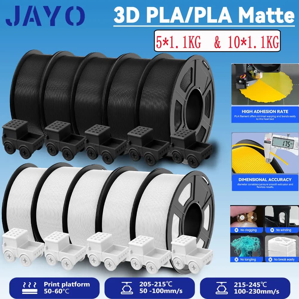 Filamento per Stampante 3D JAYO 3D PLA / PLA Opaco 1.75mm, Plastica PLA per Stampanti 3D e Penne 3D, Filamenti per Stampa 3D Colori Misti, Spedizione Veloce