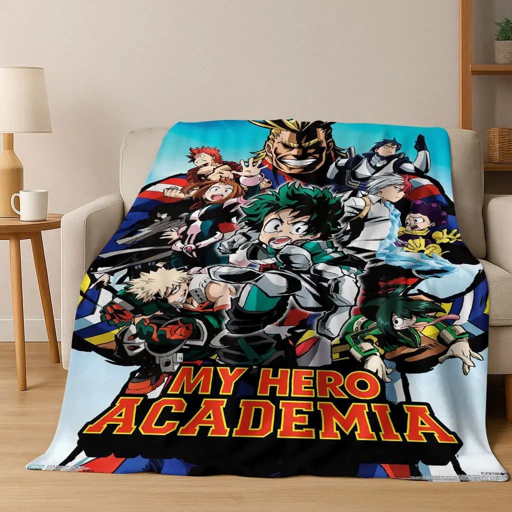 Anime My Hero Academia Deku Katsuki Cartoon Flannel Blanket,Cozy Soft Throw Blanket for Home Bedroom Bed Sofa Picnic Cover Kids