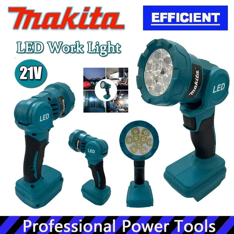 Torcia da Lavoro LED Ricaricabile Makita per Interni ed Esterni, Luce Notturna Senza Fili, Utensile Elettrico a Batteria 18V