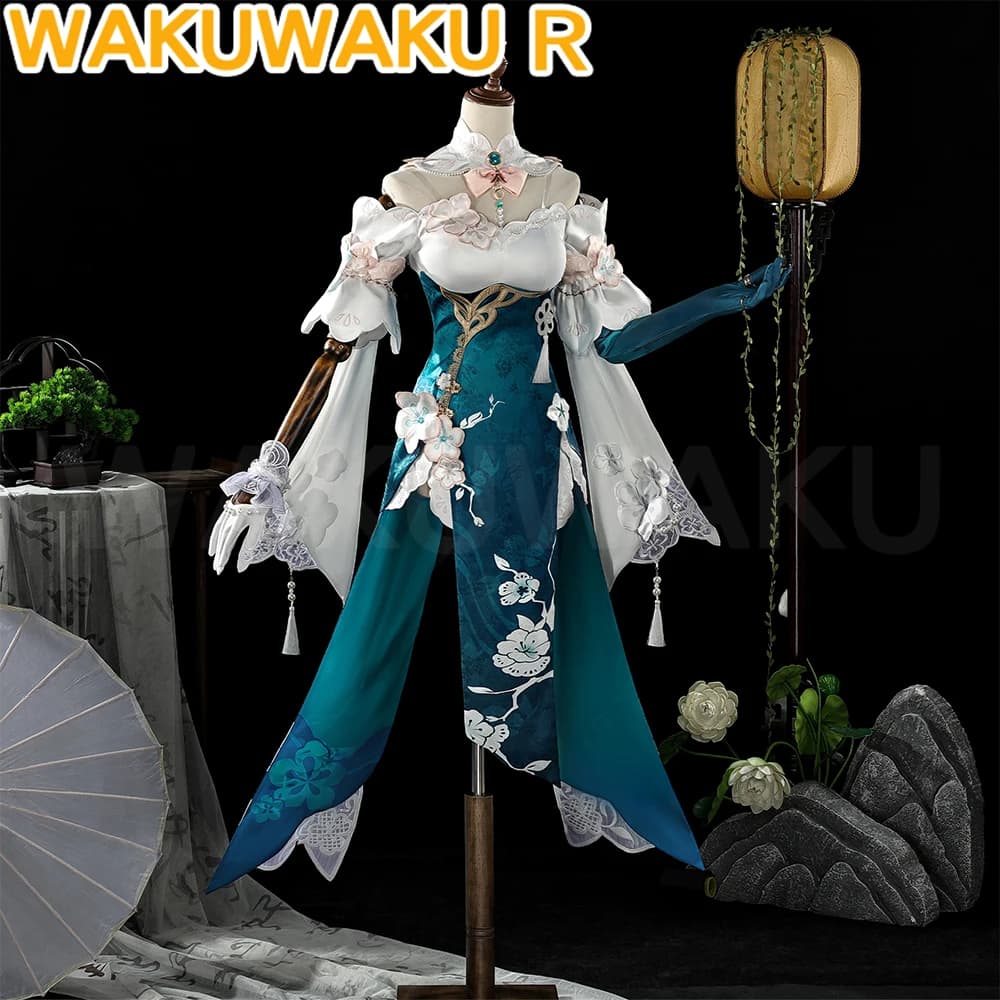Costume Cosplay Ruan Mei del Gioco Honkai: Star Rail【S-2XL】WakuWaku-R HSR Abito Lungo Verde da Donna, Costume Cosplay Ruan Mei Taglie Forti