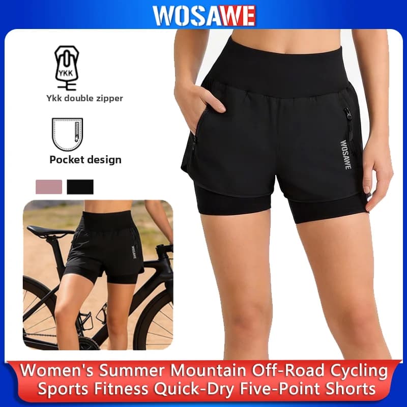 Pantaloncini MTB WOSAWE Estivi da Uomo, Pantaloncini da Ciclismo 2 in 1, Imbottiti per Mountain Bike, Doppio Strato, Asciugatura Rapida