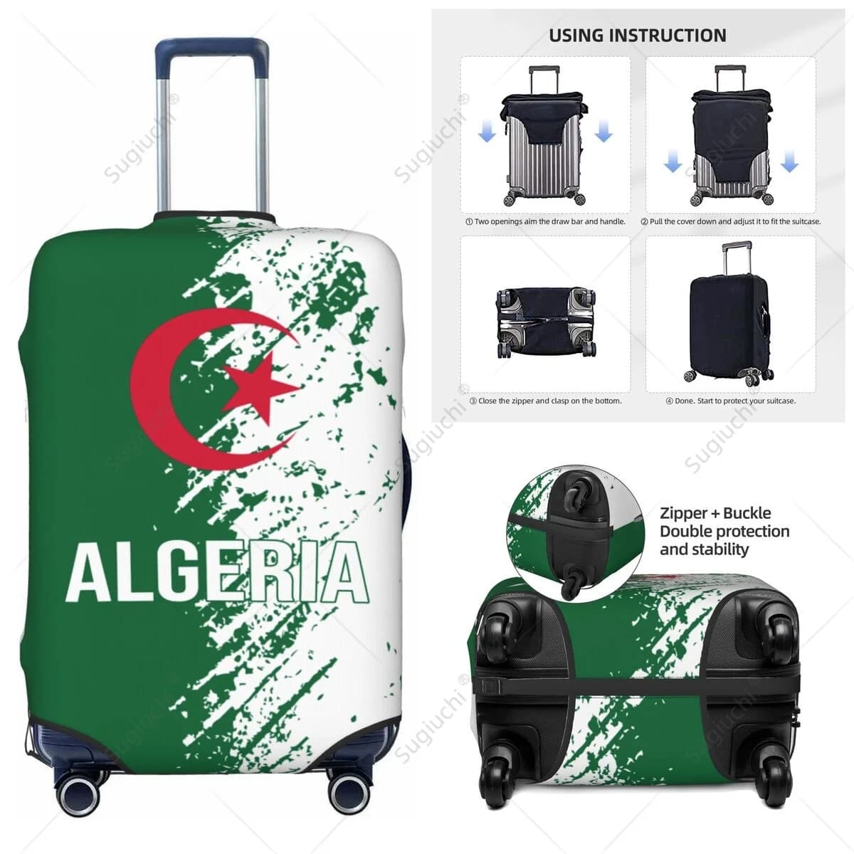 Algeria Flag Luggage Cover Suitcase Elastic Dust Case Travel Accessories Printed Baggage Case Protective