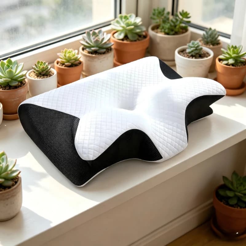 Cuscino Cervicale Ergonomico 2-in-1, Cuscino Ortopedico Sagomato in Memory Foam, Supporto per il Collo per Alleviare il Dolore