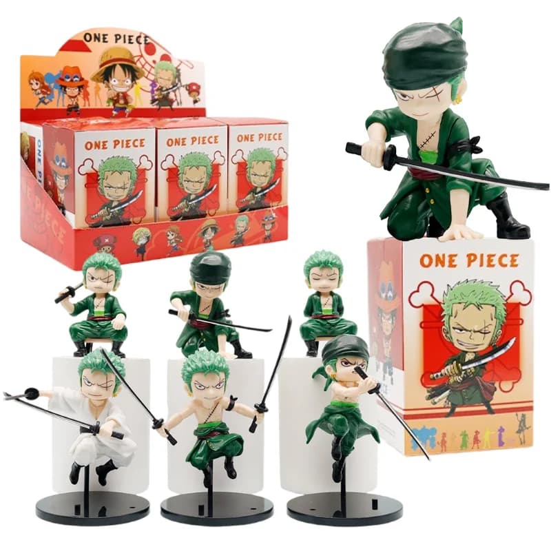 Anime One Piece 6pcs/set Anime Figurine Roronoa Zoro Battle Mode Blind Box Toys Cute Action Model Pvc Toy Collection Gifts