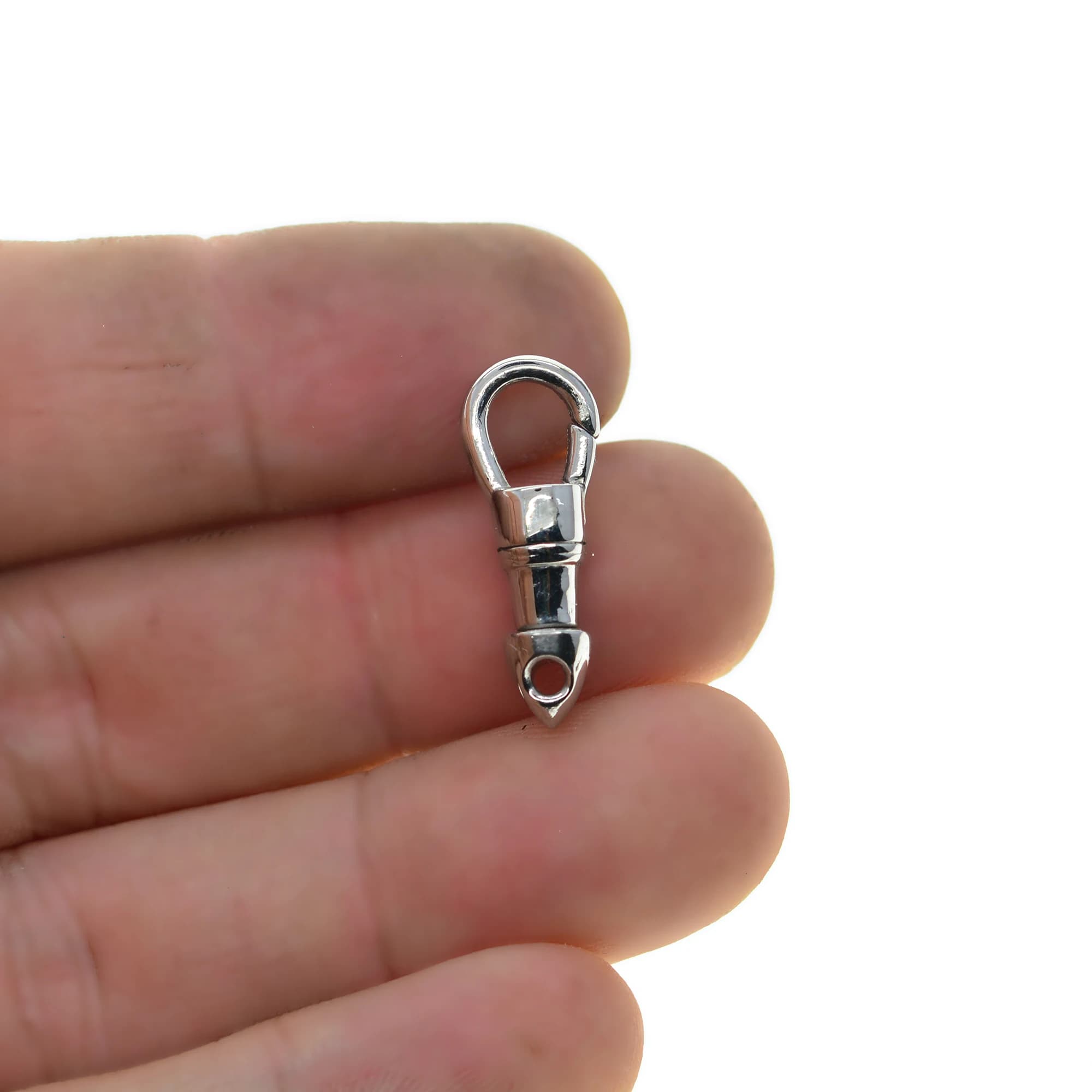 2 pezzi 24mm Corea mini piccolo solido in acciaio inossidabile 304 proiettile goccia orologio da tasca clip girevole catena a molla moschettone fibbia fai da te