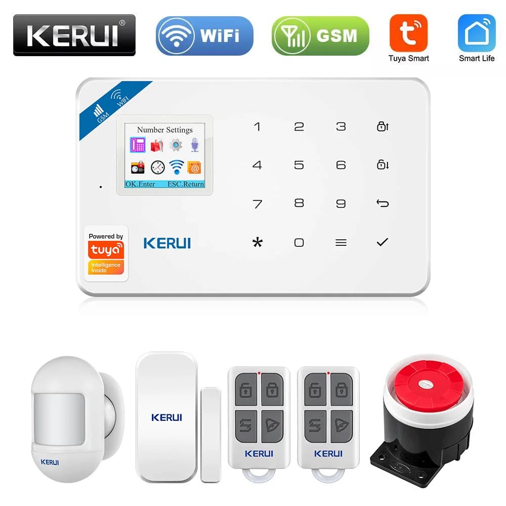 KERUI Tuya W181 APP ricezione connessione WIFI GSM sistema di allarme di sicurezza domestica schermo a colori Kit antifurto Wireless Mobile