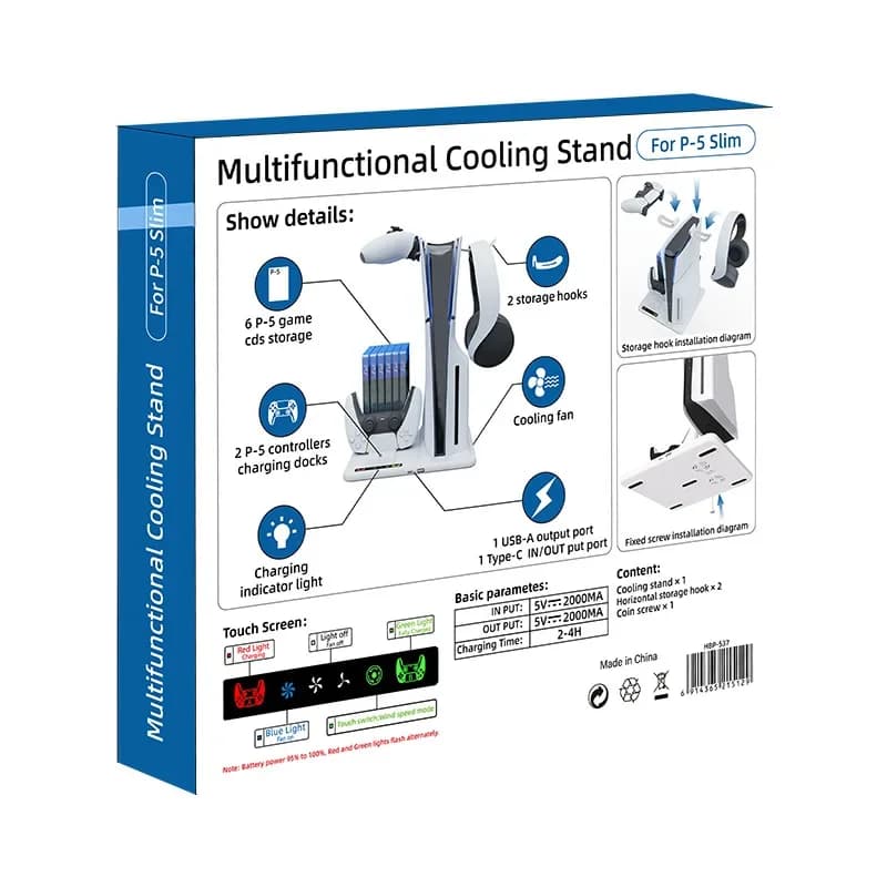 Potente caricatore per controller PS5 con accessori per console di gioco Supporto di raffreddamento Supporto per cuffie Gioco per accessori PS5 Slim