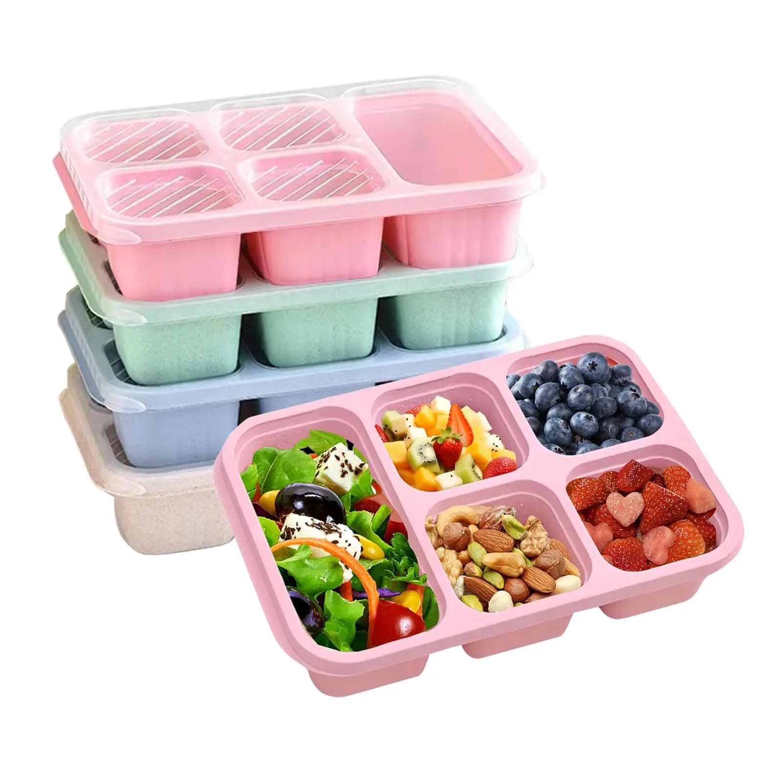 1 pz, bento lunch box, adatto per viaggi e lavoro, contenitore per snack con 5 scomparti