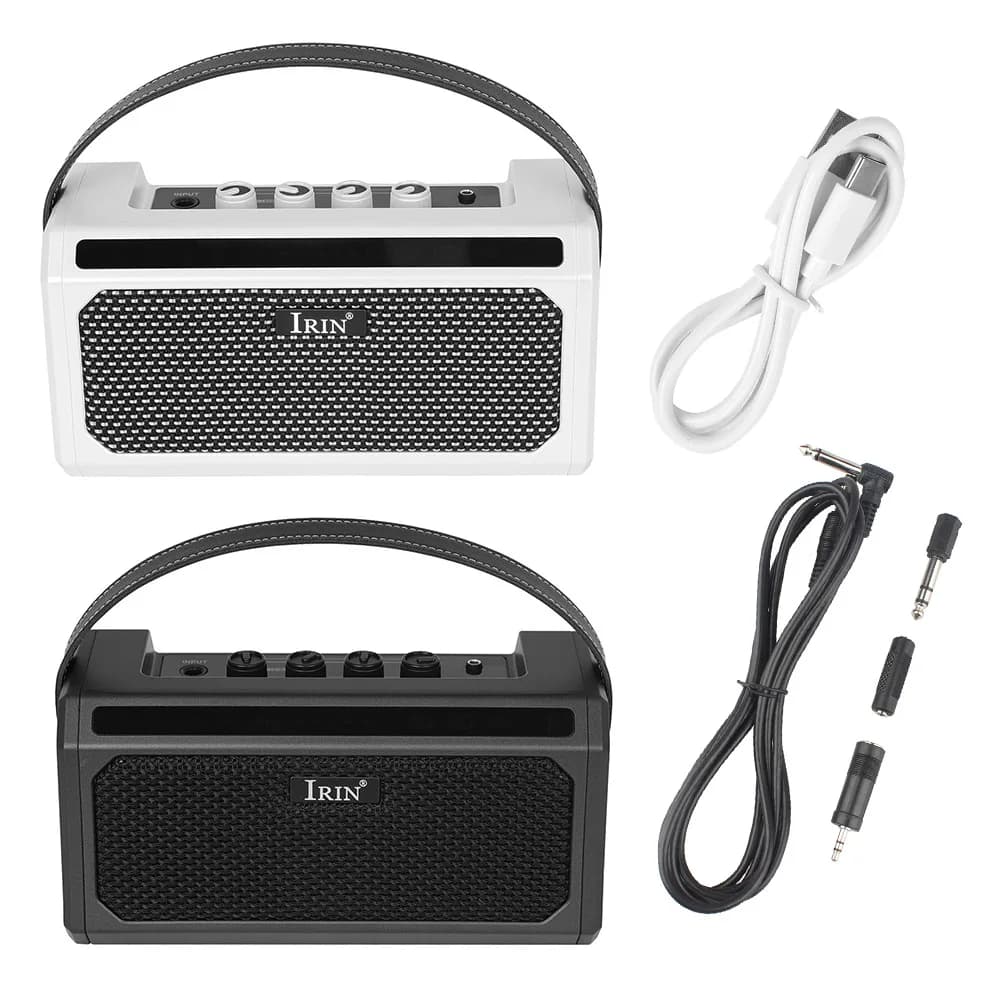 IRIN Amplificatore per chitarra Mini altoparlante per chitarra portatile Amplificatore per altoparlante Bluetooth da 10 W con effetti di riverbero/retardo a 5 canali 20 ritmi di batteria