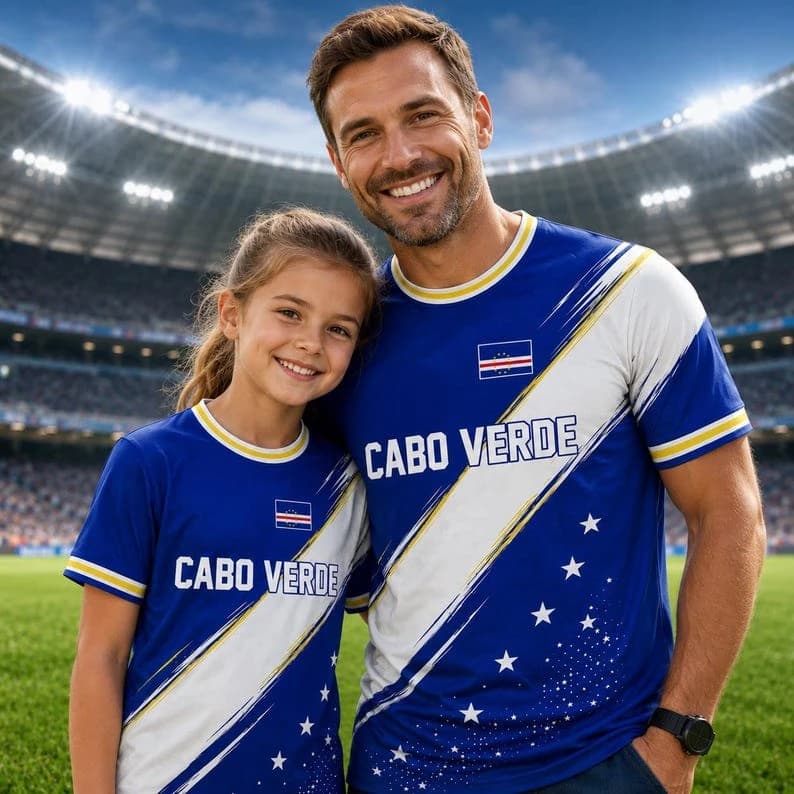 NEW CAPE VERDE FOOTBALL TEAM JERSEY MOTORCYCLE T-SHIRT FAMILY PACK CREW NECK T-SHIRT QUICK-DRYING AND MOISTURE-WICKING