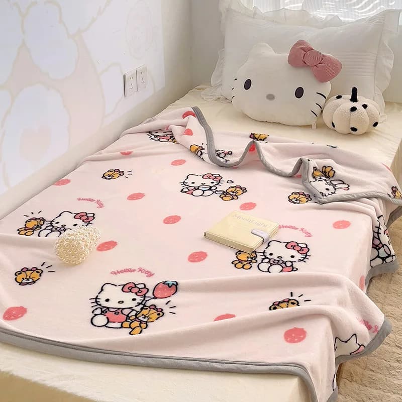 150x200 Hello Kitty Strawberry soft cover Kawaii Kuromi Pochacco Home textiles Hot blanket Bed linen Baby gift cover