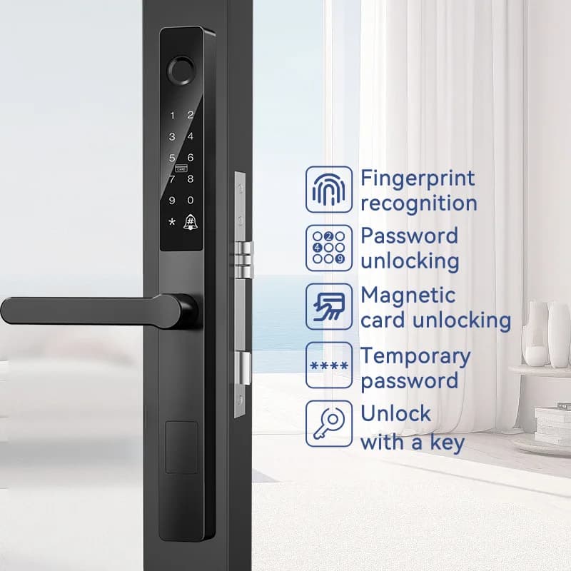 Aluminum Alloy Fingerprint Password Indoor and Outdoor Narrow-sided Screen Window Sliding Courtyard Waterproof Smart Door Lock