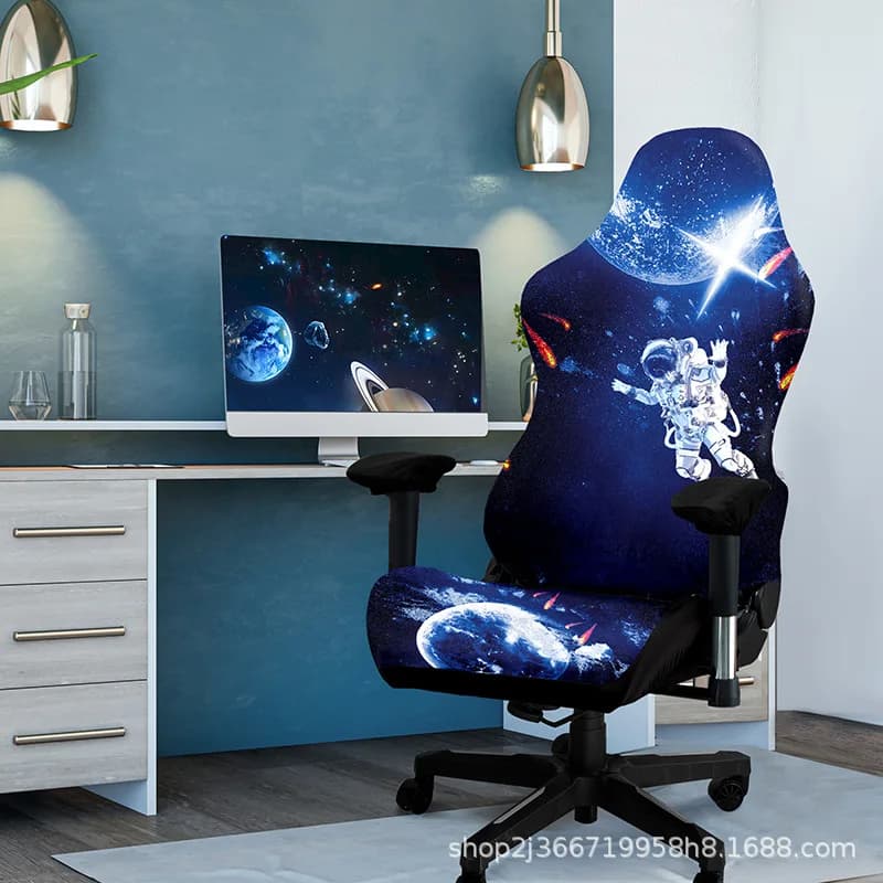 Coprisedia da Gaming con Stampa Astronauta, Fodera Elastica in Poliestere per Sedia da Ufficio e Computer, Coprisedia Reclinabile da Corsa