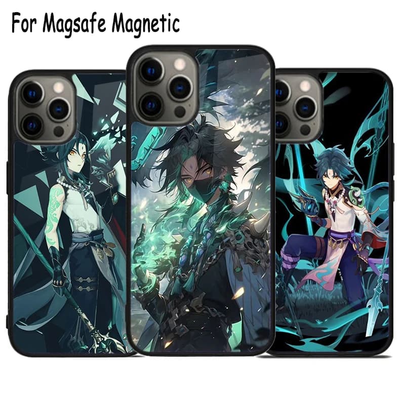 Custodia per telefono Xiao Genshin Impact con ricarica MagSafe per iPhone 17 Air 15 16 16e 14 13 11 12 Pro Max Plus, cover magnetica antiurto