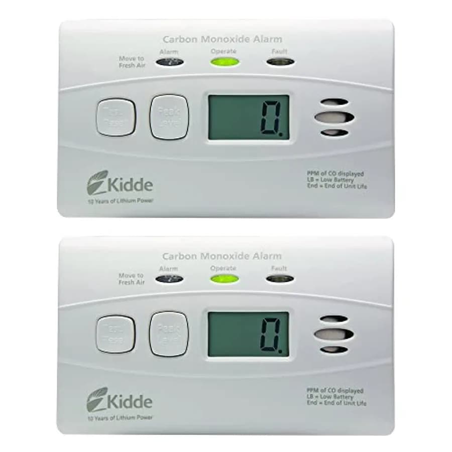 Rilevatore di Monossido di Carbonio con Batteria da 10 Anni, Display Digitale, 3 LED, Indicatore di Sostituzione, Memoria Livello Massimo, Confezione da 2