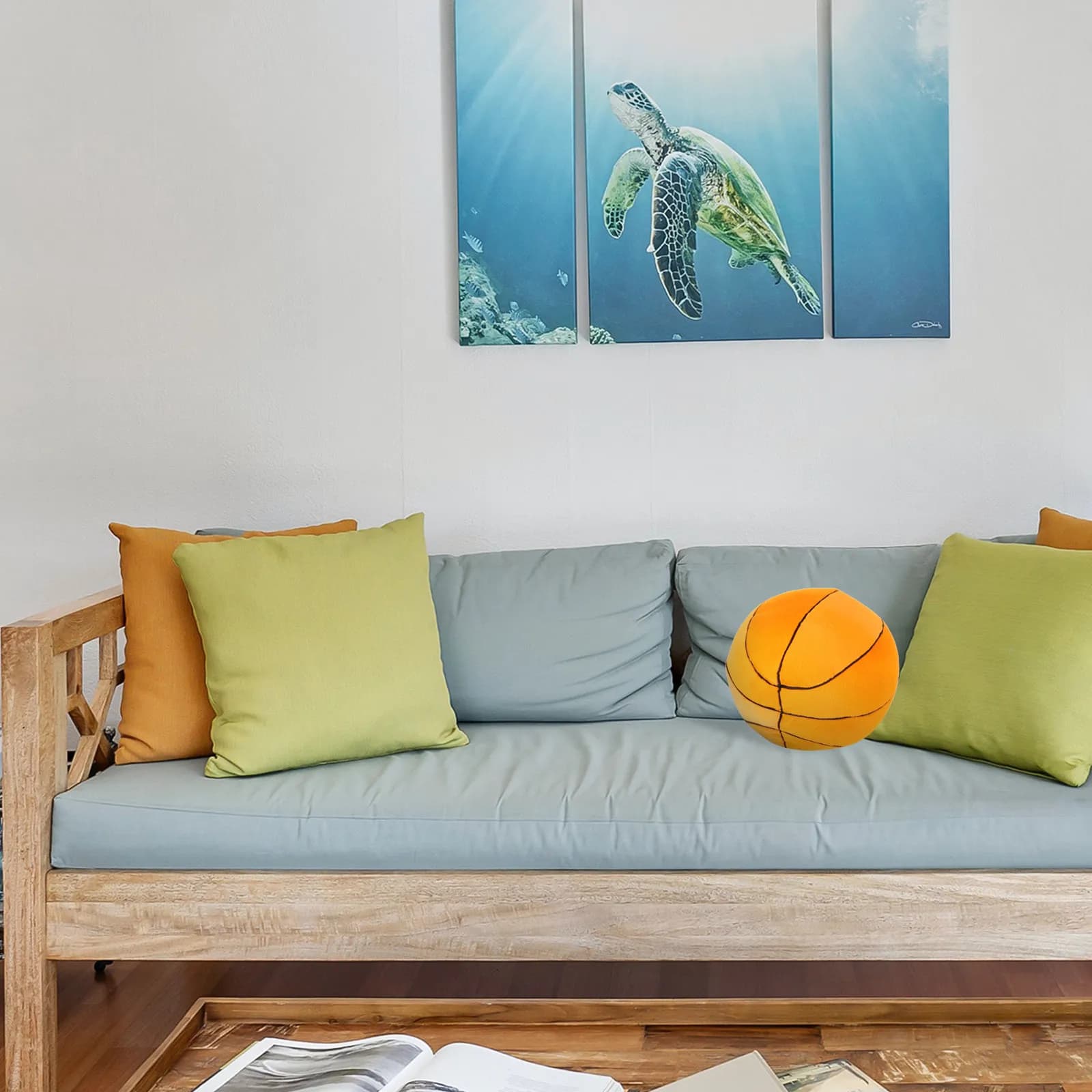Cuscino a Forma di Pallone da Basket, Morbido e Imbottito, Comodo e Facile da Pulire, per Divano, Letto, Decorazione Sportiva