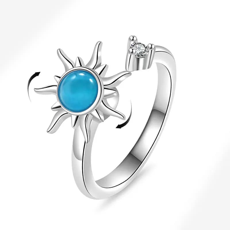Anello Girevole in Metallo a Tema Girasole per Donne, Gioiello Antistress con Diamanti Incastonati, Anello Rotante per Nocche