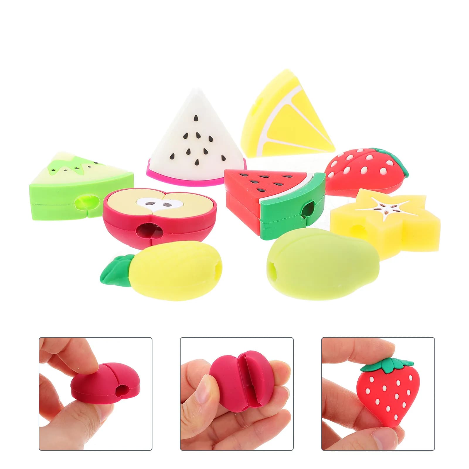 9Pcs Lovely Fruit Inspired Cable Protector Sleeve PVC Material Data Line Cover Compatible with Iphone Computers Laptops
