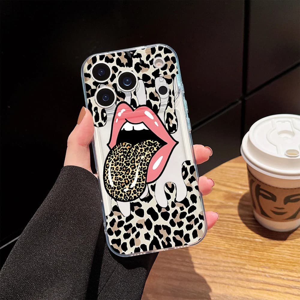 Y2K Glam Rock Leopard Print Phone Case For Samsung Galaxy S25 Ultra S26 S24 S23 S22 S21 Plus FE Ultra A56 A55 A54 A53 5G Cover